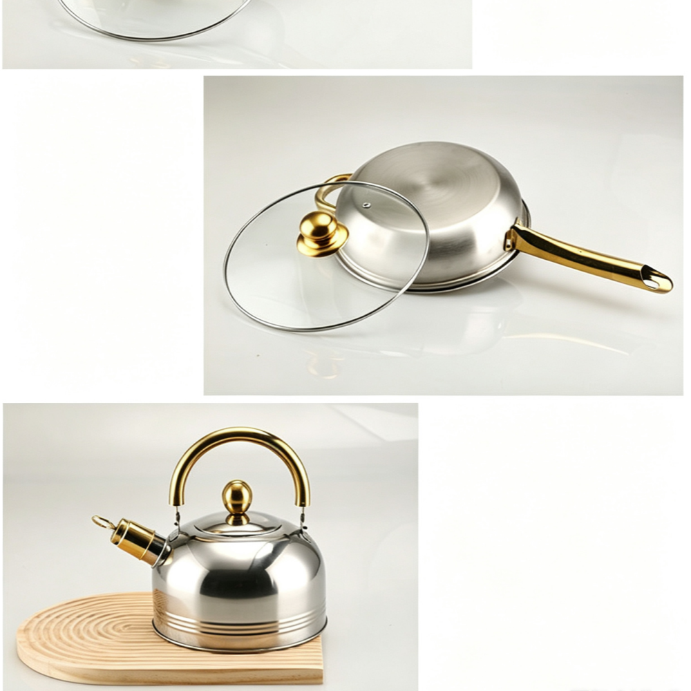 【Promotion】Lightweight and thin. Do not purchase if you mind。12PCS Stainless Steel Kettle Cookware Set – Non-Stick Cooking Pots & Pans Set | Durable Kitchen Set for Home, Hotel & Restaurant Cooking