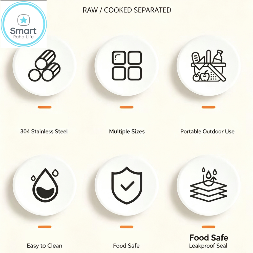 Smart raha life 3PC/1set Stainless Steel Food Storage Containers Baking Pan with Lids Kitchen Tray Stackable Container for Kitchen Refrigerator Organization Fresh-Keeping，siza：26*20*5