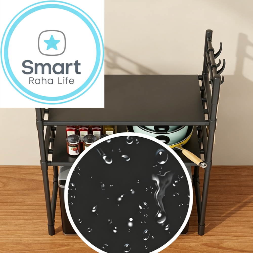 Smartr aha life 2-3 Layer Microwave Oven Rack Steel Pipe Support Moisture Rust Proof Kitchen Countertop Organizer Microwave Stand Utensils Tableware Storage Shelf
