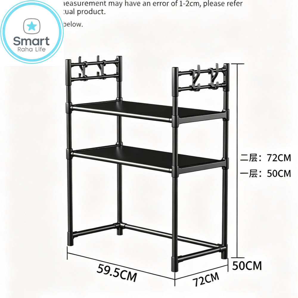 Smartr aha life 2-3 Layer Microwave Oven Rack Steel Pipe Support Moisture Rust Proof Kitchen Countertop Organizer Microwave Stand Utensils Tableware Storage Shelf