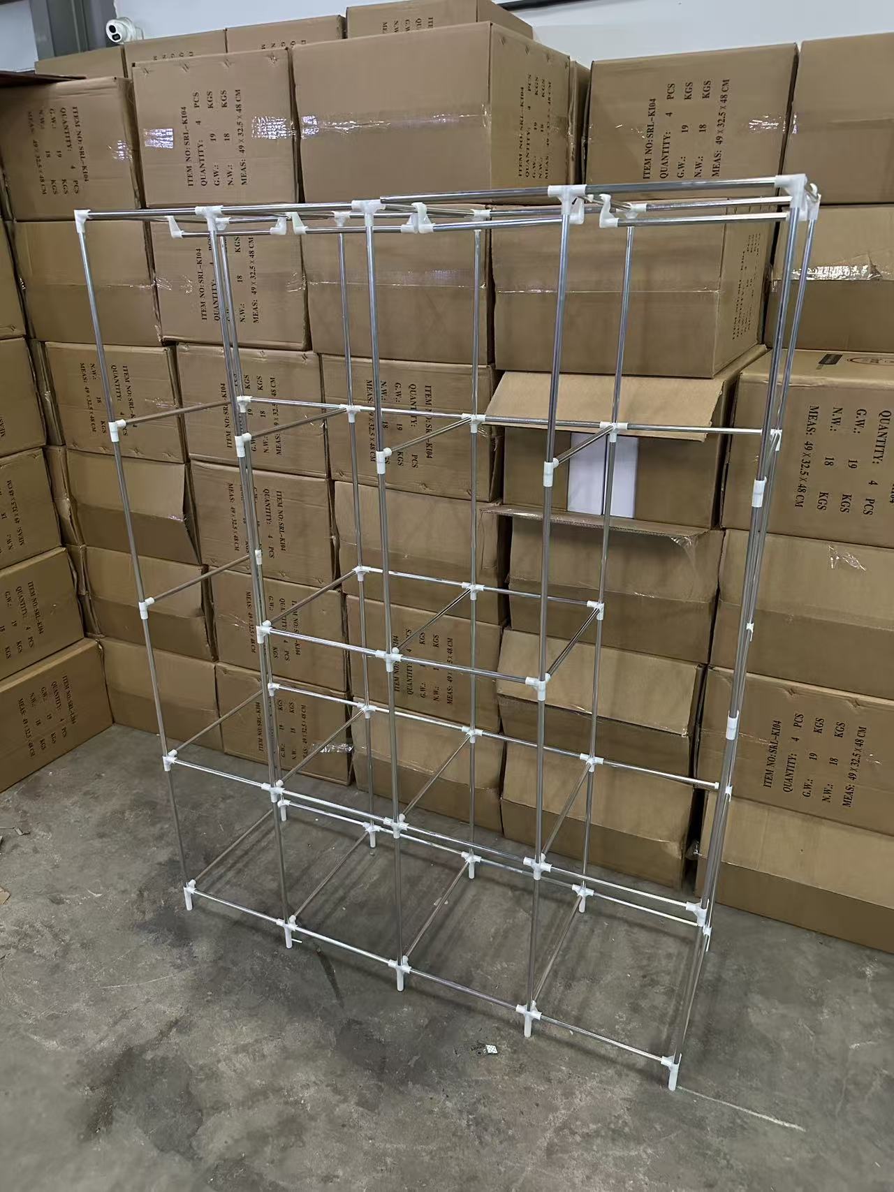 【Promotion】Smartrahalife 135CM 4 Columns Metallic Wardrobe Large Capacity Closet Organizer Assemble Storage Closet Portable Clothing Rack for Bedroom, Home, Dormitory Sturdy Steel Frame