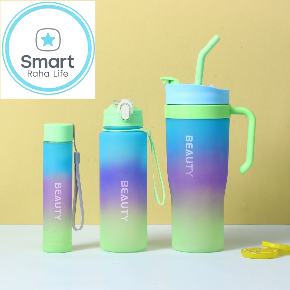 Smartrahalife 3PCS Water Bottles Set 40oz Large Capacity 1200ml/700ml/260ml,3-in-1 Style Travel Mugs with Straw & Leakproof Lid, Portable Sports Cup for Office  Gym Coffee Smoothie Juice