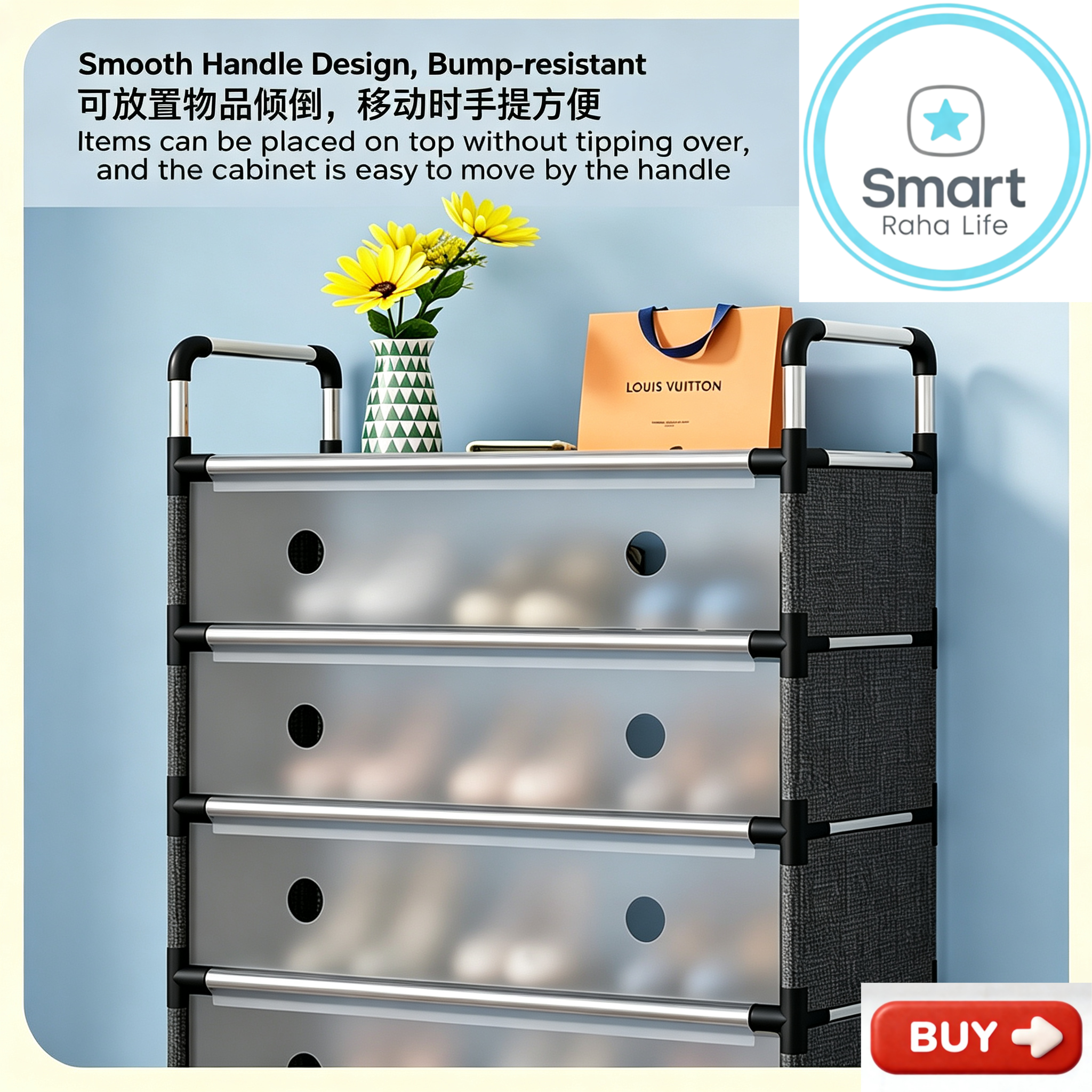 【Promotion】Smartrahalife 7 Layer Shoes Rack Upgraded Organizer Dustproof Household Doorstep Shoes DIY Storage Shelf Assembly Large Capacity Shoes Cabinet