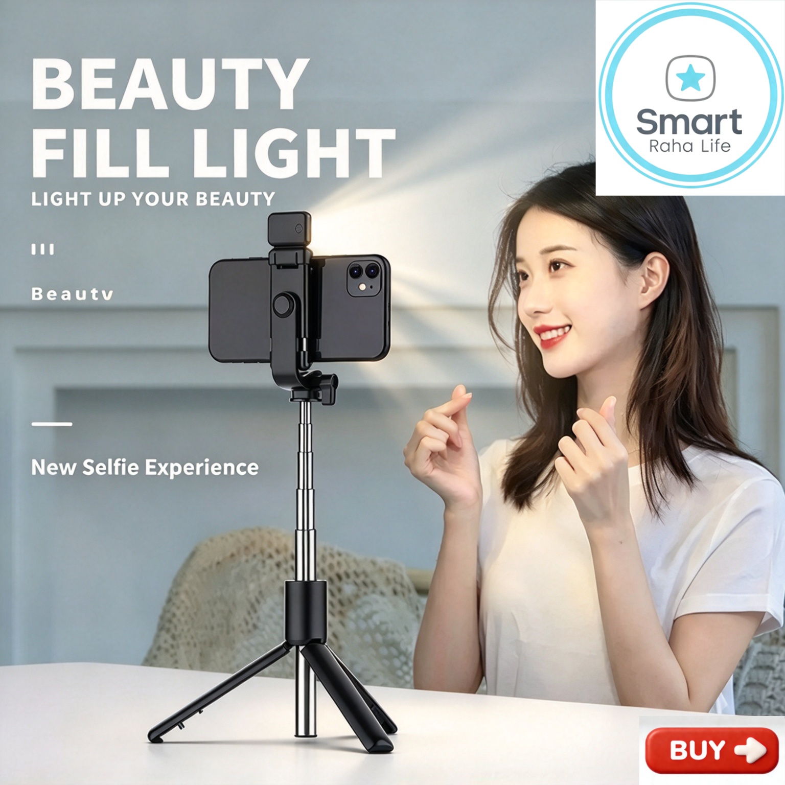 【Promotion】Smartrahalife Phone Tripod, 70cm Selfie Stick with Wireless Remote , Portable Extendable Tripod Stand, Compatible with All Cell Phones, for Selfie/Video Recording/Photo/Live Stream/Vlog