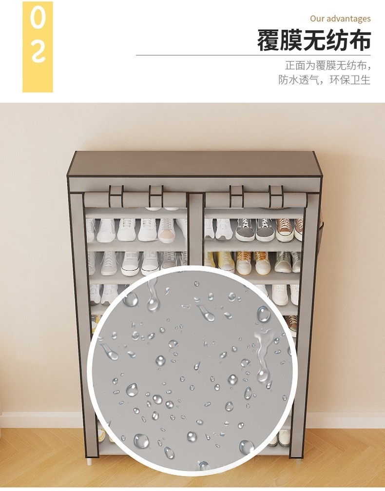 【Promotion】Smartrahalife7 Layer Double Column Dust-proof Shoe Rack Assemble Large Capacity Portable Shoe Rack Stainless Steel with Cover Portable Wardrobe