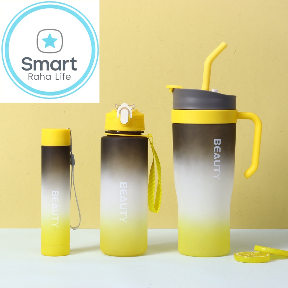 Smartrahalife 3PCS Water Bottles Set 40oz Large Capacity 1200ml/700ml/260ml,3-in-1 Style Travel Mugs with Straw & Leakproof Lid, Portable Sports Cup for Office  Gym Coffee Smoothie Juice