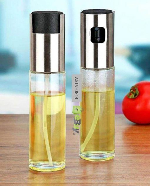 OIL SPRAY CAPACITY 100MLS OIL SPRAYER FOR COOKING,  OLIVE OIL DISPENSER BOTTLE FOR KITCHEN GADGETS, FOOD, AIR FRYER, SALAD, VINEGAR, BBQ, STAINLESS STEEL PUMP FOR MIST SPRAY, GLASS METARIAL MISTER