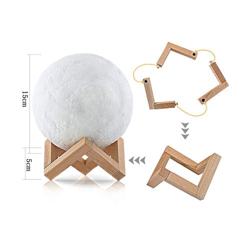 MOONLIGHT LAMP ON A WOOD CHIP BAMBOO STAND MOON LAMP 16 COLORS, DIMMABLE, RECHARGEABLE LUNAR NIGHT LIGHT  FULL SET WITH WOODEN STAND, REMOTE & TOUCH CONTROL - COOL NURSERY DECOR FOR BABY KIDS BEDROOM,