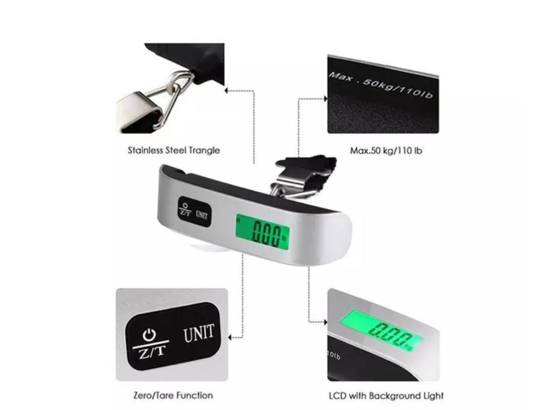 ELECTRONIC PORTABLE MULTIFUNCTIONAL LUGGAGE SCALE, TRAVEL ESSENTIALS, DIGITAL SUITCASE WEIGHT SCALES FOR TRAVEL ACCESSORIES, HANGING BAGGAGE SCALE WITH TEMPERATURE SENSOR, RUBBER PAINT
