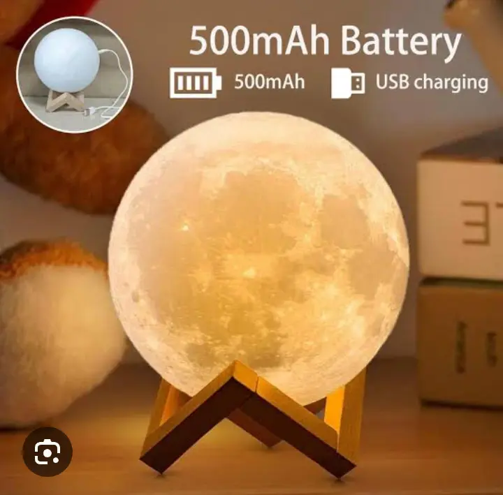 MOONLIGHT LAMP ON A WOOD CHIP BAMBOO STAND MOON LAMP 16 COLORS, DIMMABLE, RECHARGEABLE LUNAR NIGHT LIGHT  FULL SET WITH WOODEN STAND, REMOTE & TOUCH CONTROL - COOL NURSERY DECOR FOR BABY KIDS BEDROOM,
