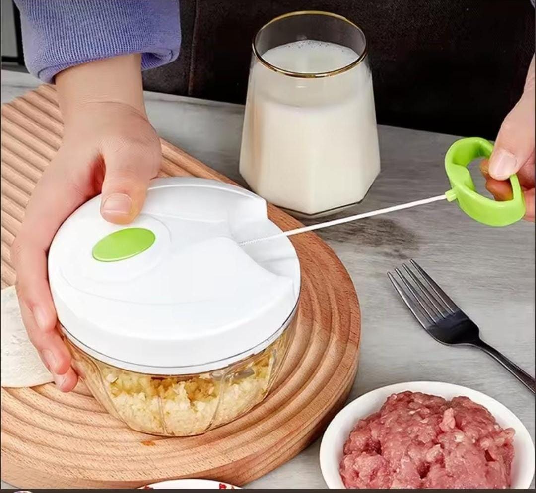 MANUAL MINI SHREDDER/SPIN CUTTER MANUAL FOOD PROCESSOR VEGETABLE CHOPPER, PORTABLE HAND PULL STRING GARLIC MINCER ONION CUTTER FOR VEGGIES, GINGER, FRUITS, NUTS, HERBS, ETC.,