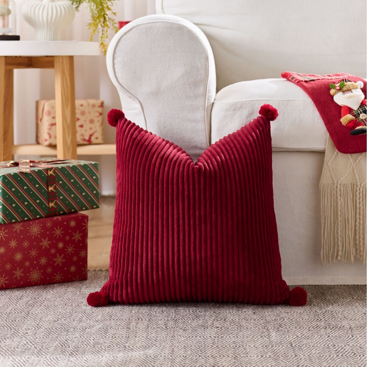 CHRISTMAS PILLOW COVERS HOME DÉCOR CHRITMAS PATTERNS, SOFT COZY FABRIC WITH SANTA CLAUS,CHRISTMAS TREE, SNOWFLAKE, WINTER DECOR, FOR PORCH SOFA BED LIVINGROOM