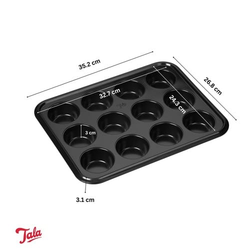 NONSTICK 12 HOLE CUPCAKES BAKING TIN CUP CAKE MOULD NON-TOXIC, WITHOUT PFAS, HEAVY-DUTY, NON-STICK MUFFIN TIN, BAKING PAN, CARBON STEEL BAKING SUPPLIES