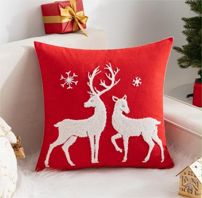 CHRISTMAS PILLOW COVERS HOME DÉCOR CHRITMAS PATTERNS, SOFT COZY FABRIC WITH SANTA CLAUS,CHRISTMAS TREE, SNOWFLAKE, WINTER DECOR, FOR PORCH SOFA BED LIVINGROOM