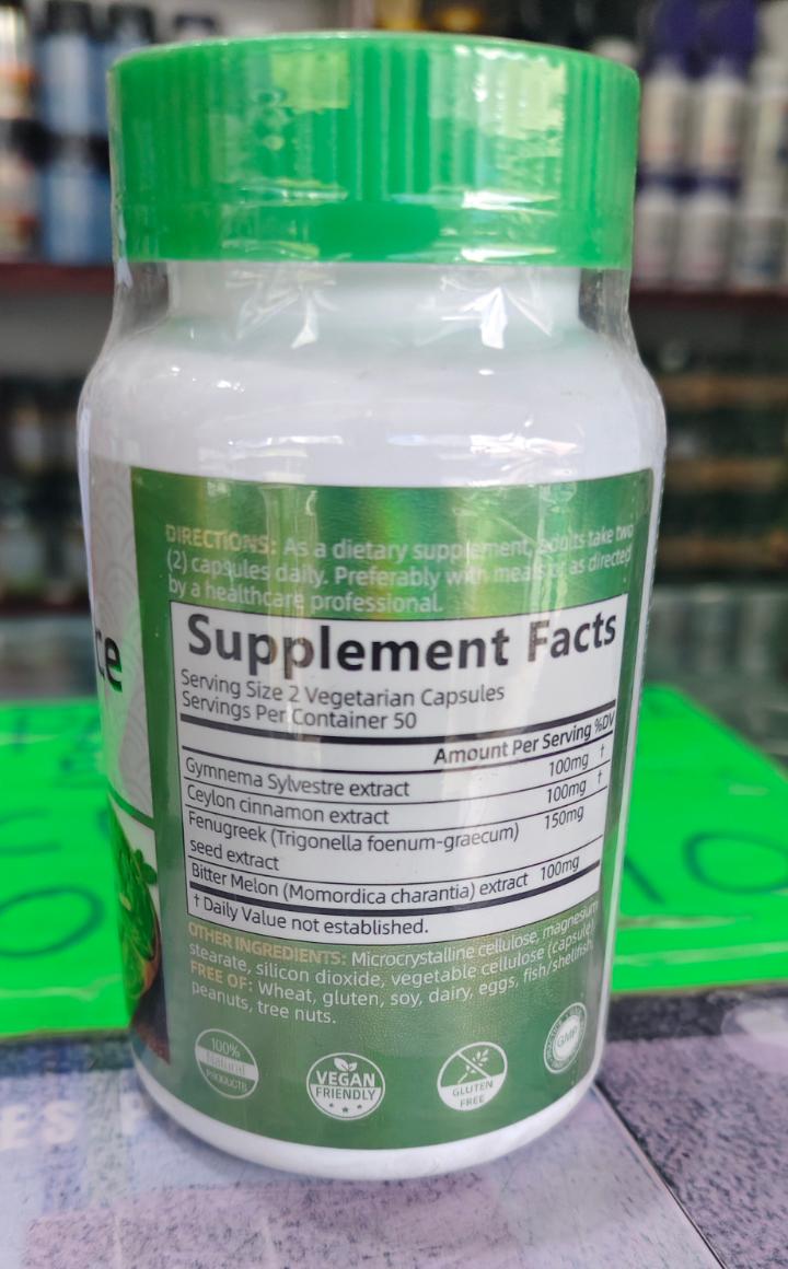 Blood Sugar Support Complex (100 capsules)- 20 Active Ingredients Cinnamon Chromium Mulberry - Glucose Metabolism & Sugar Balance - 940mg Daily Supplement for Men & Women