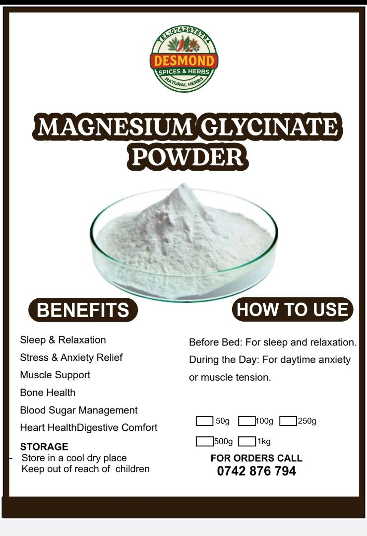 Magnesium glycinate powder (pure magnesium glycinate ,highly absorbed, helps in relaxation, treats insomnia muscle function, energy booster