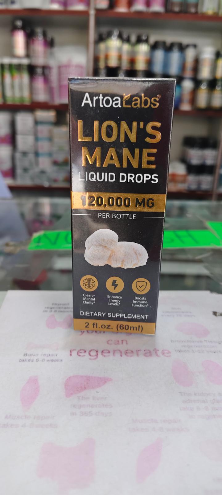 LIONS MANE LIQUID DROPS (boost memory,boost energy, help kids with slow learning, support nerve health
 5  |