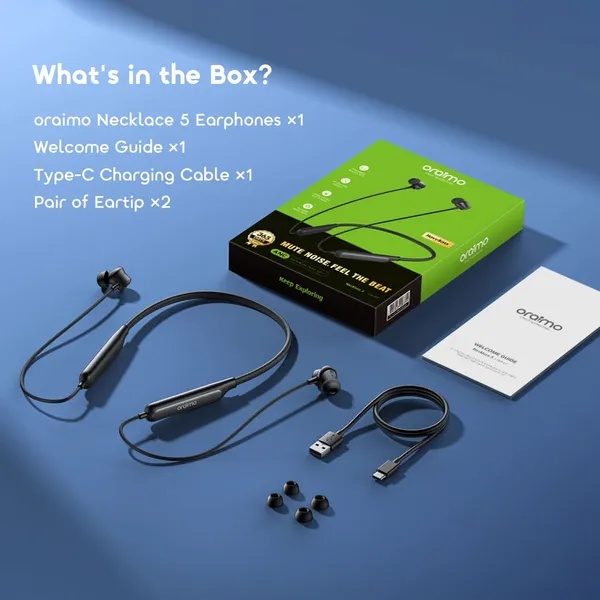 DISCOUNT DEALS!! ORAIMO NECKLACE 5:| Sound 360 Spatial Audio | 40-Hr Playtime | 2600mAh Battery | Personalized Vibration Alerts | Dual Device Connection | AI Call Noise Cancellation | Earphones