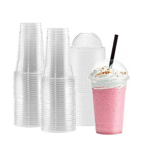 AMAZING OFFERS!! 100Pcs Disposable Plastic Cups NO LIDS & Straws:| 250ml | Suitable for Juices, Iced Coffee, Smoothies, Milkshakes and Frozen Cocktails | Recyclable