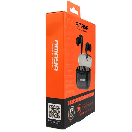 AMAYA ATW-330 Max Black in-ear headphones, Clear sound - The total use time can reach 60hr -Amaya earbuds// amaya earpods -Black