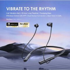 BLACK  NOVEMBER DEALS!! Oraimo Necklace Lite Call Vibration Wireless Headphones IPX4 waterproof and Noise reduction in calls & with dual device connection 30Hr Playtime & Vibration Notifications