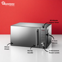 LIMITED DEALS!! Ramtons RM/458 20L Digital Microwave Oven: 700W | 5 Power Levels | 8 Auto Menus | 95 Mins Timer | Cook End Signal | Defrost Function | Child Lock Safety | Microwaves