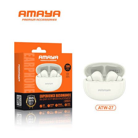 SPECIAL OFFER!!Amaya ATW 27 Wireless Bluetooth Earpods, Earbuds, Headsets, Earphones Air buds PREMIUM DEEP BASS Comfort Fit In-Ear Earbuds with Active Noise Cancellation upto 20 Hours Playtime