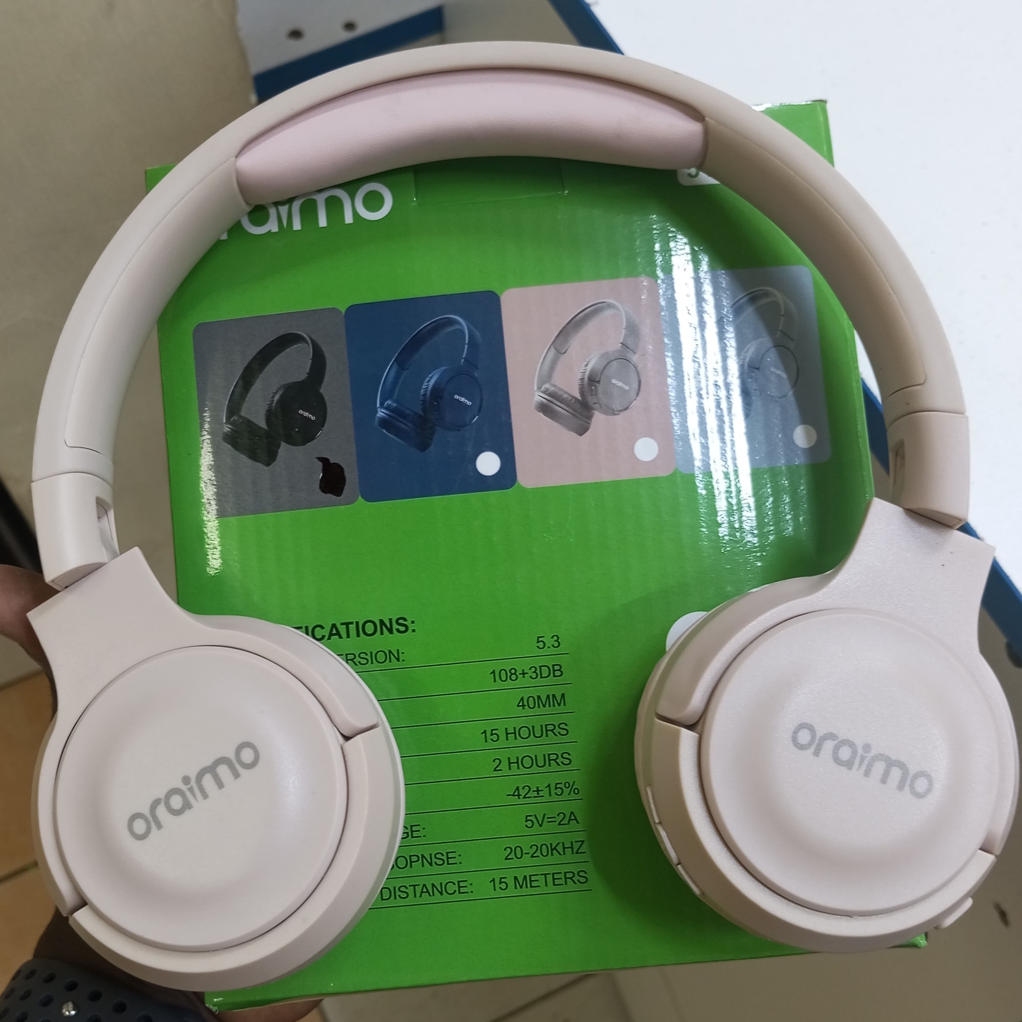 Oraimo Soft Pink 510BT ANC Wireless Over-Ear Headphones – 12 Hours Battery