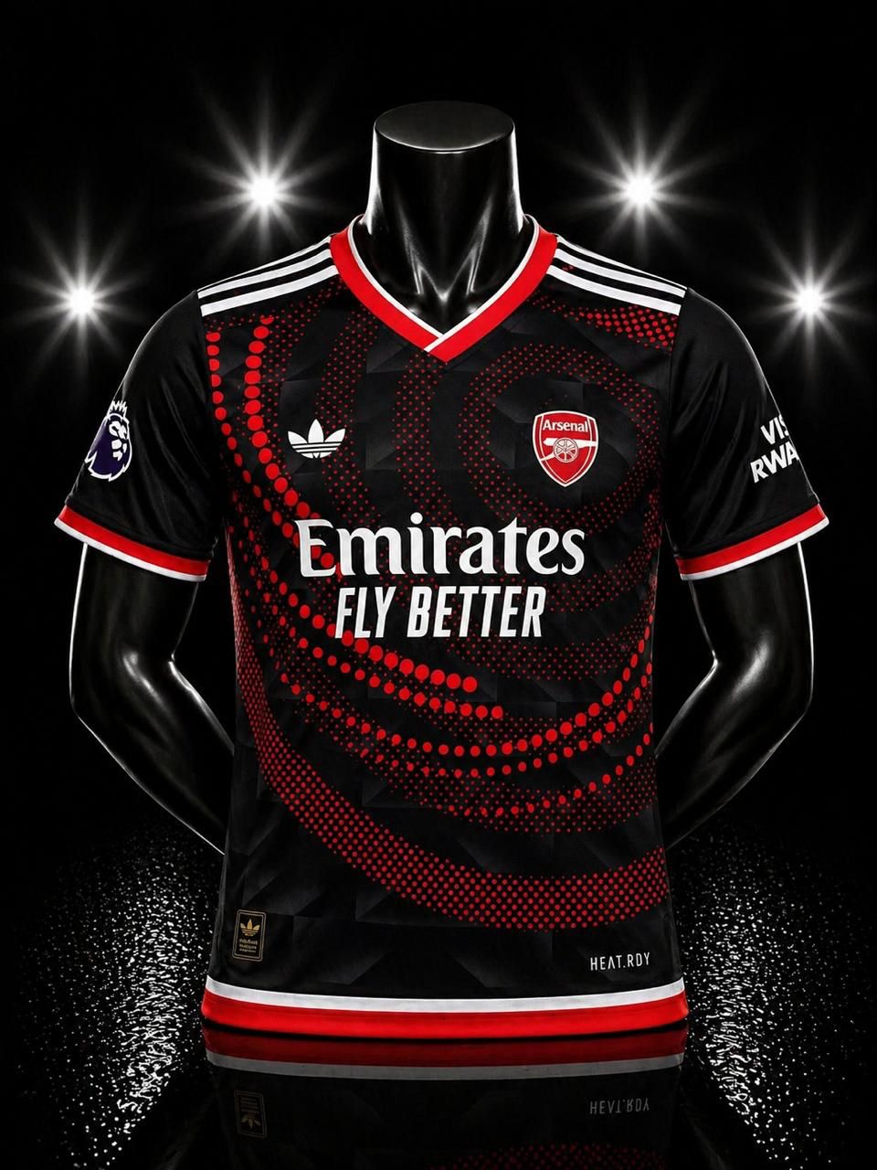 (OFFER) ARSENAL ADIDAS FOOTBAL  JERSEY DESIGNED BY LONDON DERBY IN BLACK AND RED DOTTED PATTERN Football Jersey Authentic 2026 World Cup Jersey International Football Good Quality