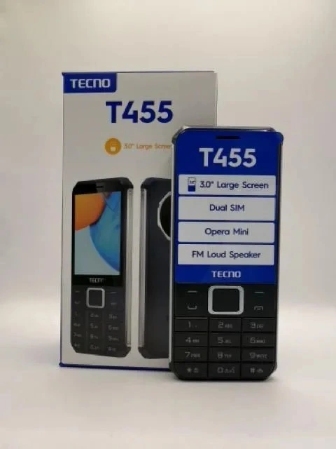 [NEW ARRIVAL] TECNO T455 DUAL SIM CARD LARGE SCREEN 3’’ FM LOUD SPEAKER CAMERA BATTERY CAPACITY 2000 MAH FAST CHARGER TYPE C STORAGE 8MB ROM+8MB RAM BRAND NEW FEATURED PHONE