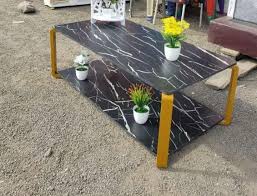 Wooden Marble Effect Coffee Table C21- Black