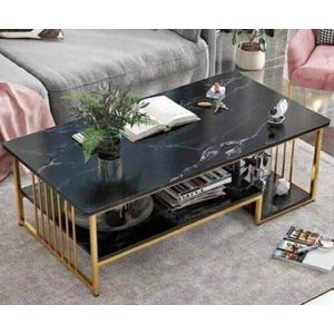 Wooden Marble Effect Coffee Table C3 -Black