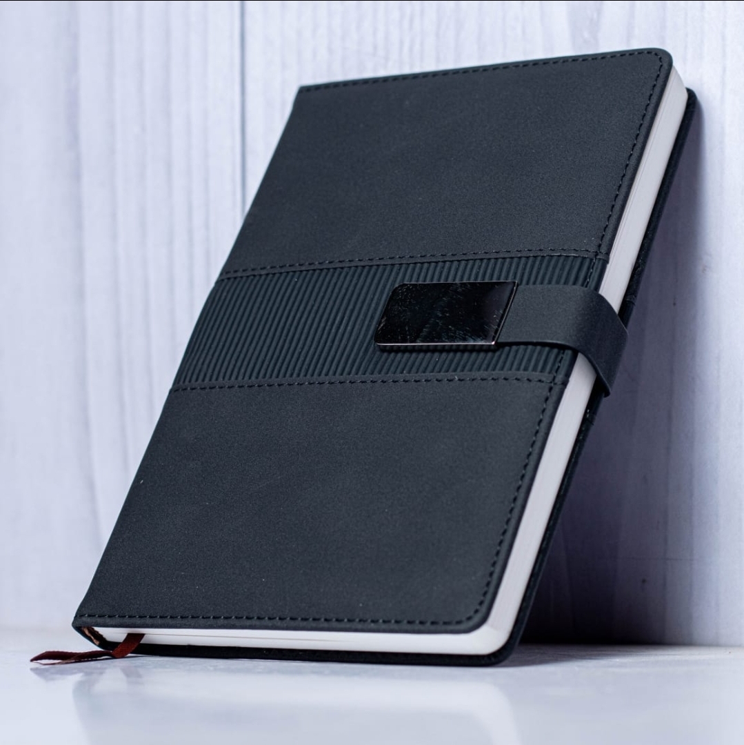 Executive 5 Silver Buckle Notebook Journal with Free Executive Pen – Premium PU Leather Business Diary Planner