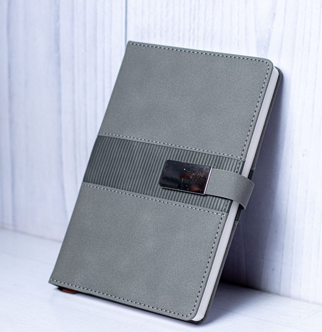Executive 5 Silver Buckle Notebook Journal with Free Executive Pen – Premium PU Leather Business Diary Planner
