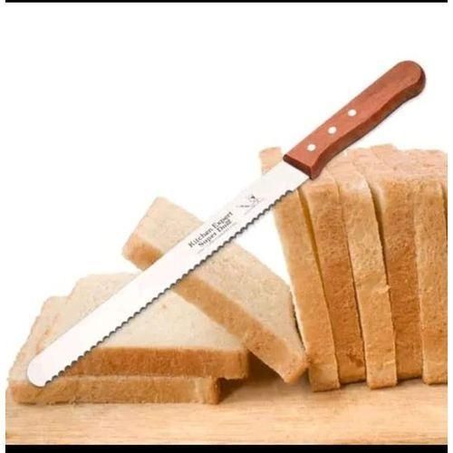 Stainless Steel Serrated Bread & Cake Knife with Wooden Handle – Long Blade for Bread, Toast & Cake Cutting