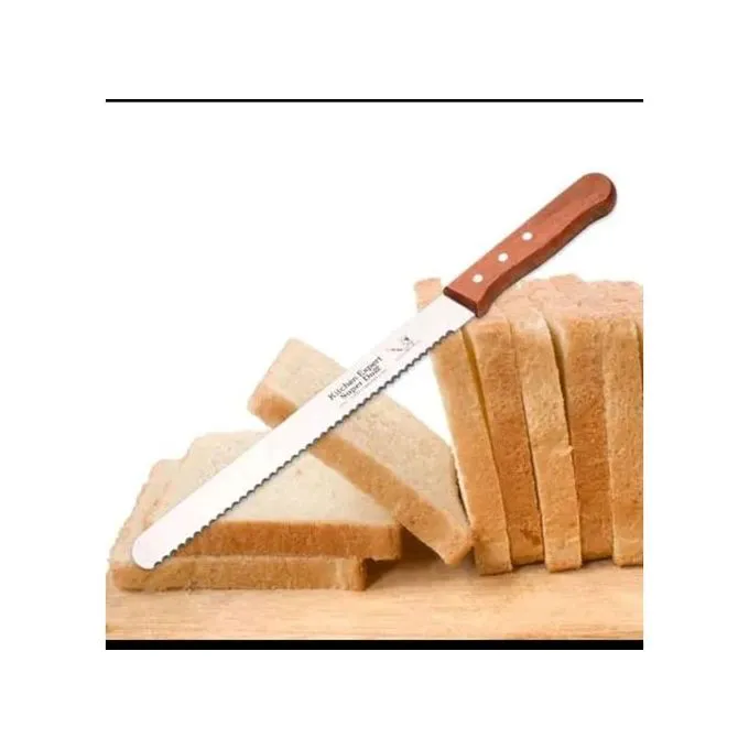 Stainless Steel Serrated Bread & Cake Knife with Wooden Handle – Long Blade for Bread, Toast & Cake Cutting