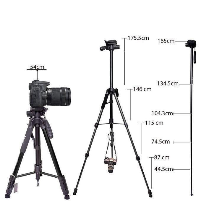 Jmary KP-2599 Aluminum Alloy Camera Tripod with Fluid Head 360° Rotation for Photography Video Shooting and Live Streaming Setup