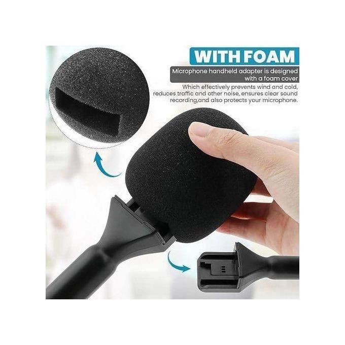 Handheld Wireless Microphone Holder with Pop Filter, Holder for DJI/Hollyland/Rode/Movo Wireless Mic