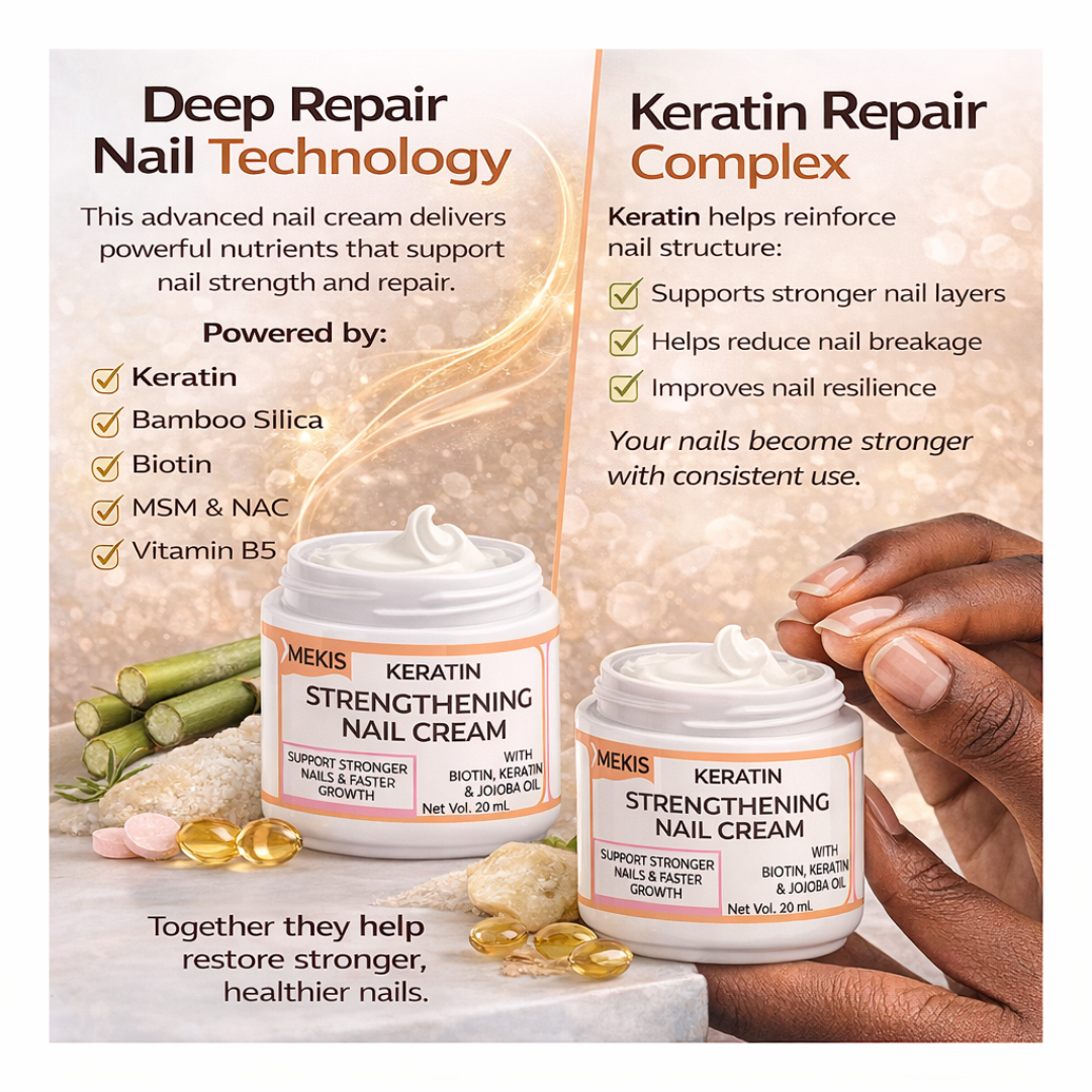 Mekis Shea Butter Hand Cream + Keratin Nail Strengthening Cream + Nourishing Oil Pen  - Repair, Strengthen, and Deeply nourish your hands, nails, and cuticles