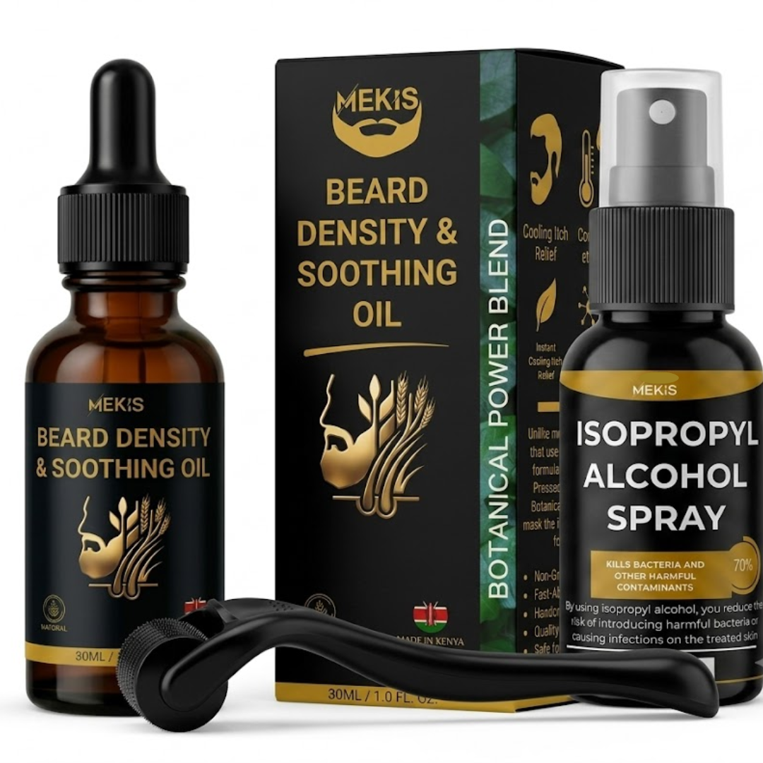Mekis Beard Growth & Soothing Kit Fuller Beard - Clean Follicles &  Itch-Free Growth Support