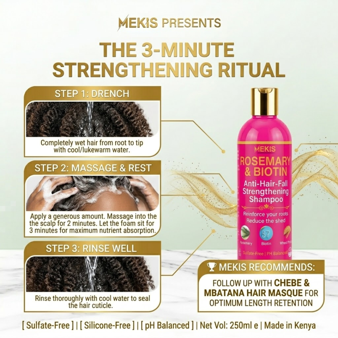Mekis Rosemary & Biotin Anti-Hair-Fall Strengthening Shampoo - Drastically Reduces Shedding