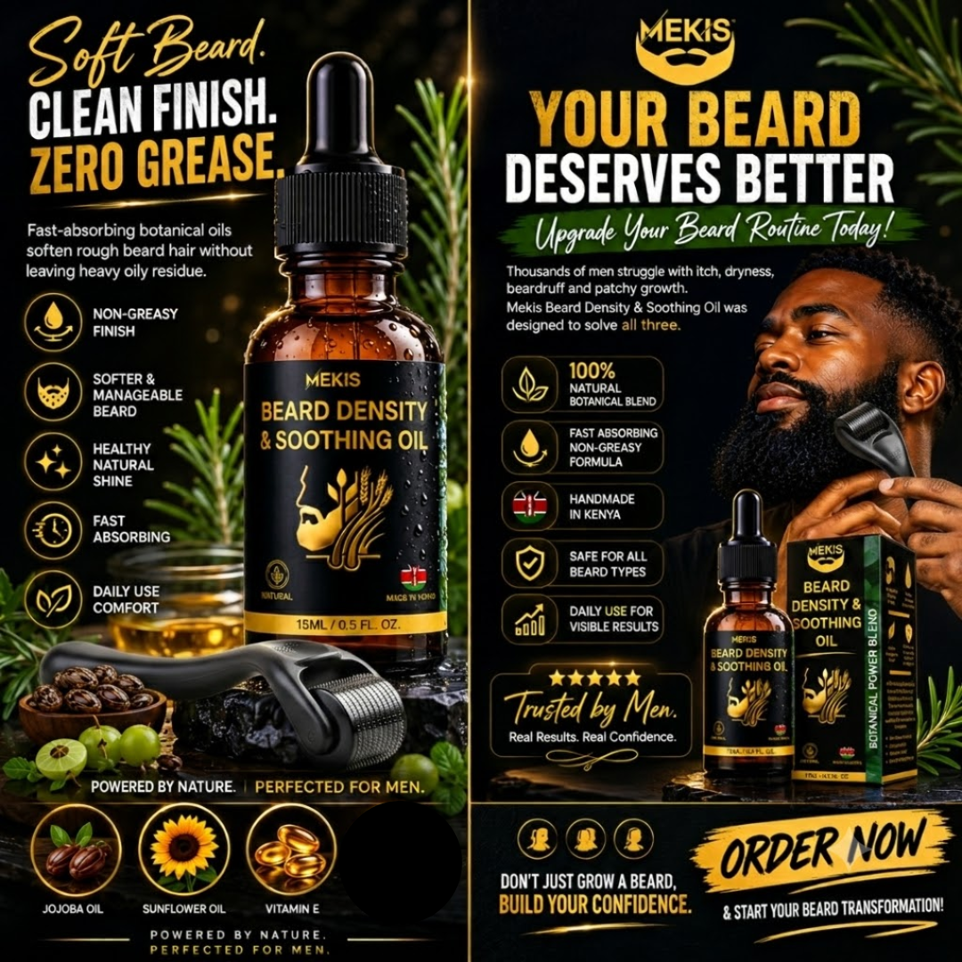 Mekis Beard Growth & Soothing Kit Fuller Beard - Clean Follicles &  Itch-Free Growth Support
