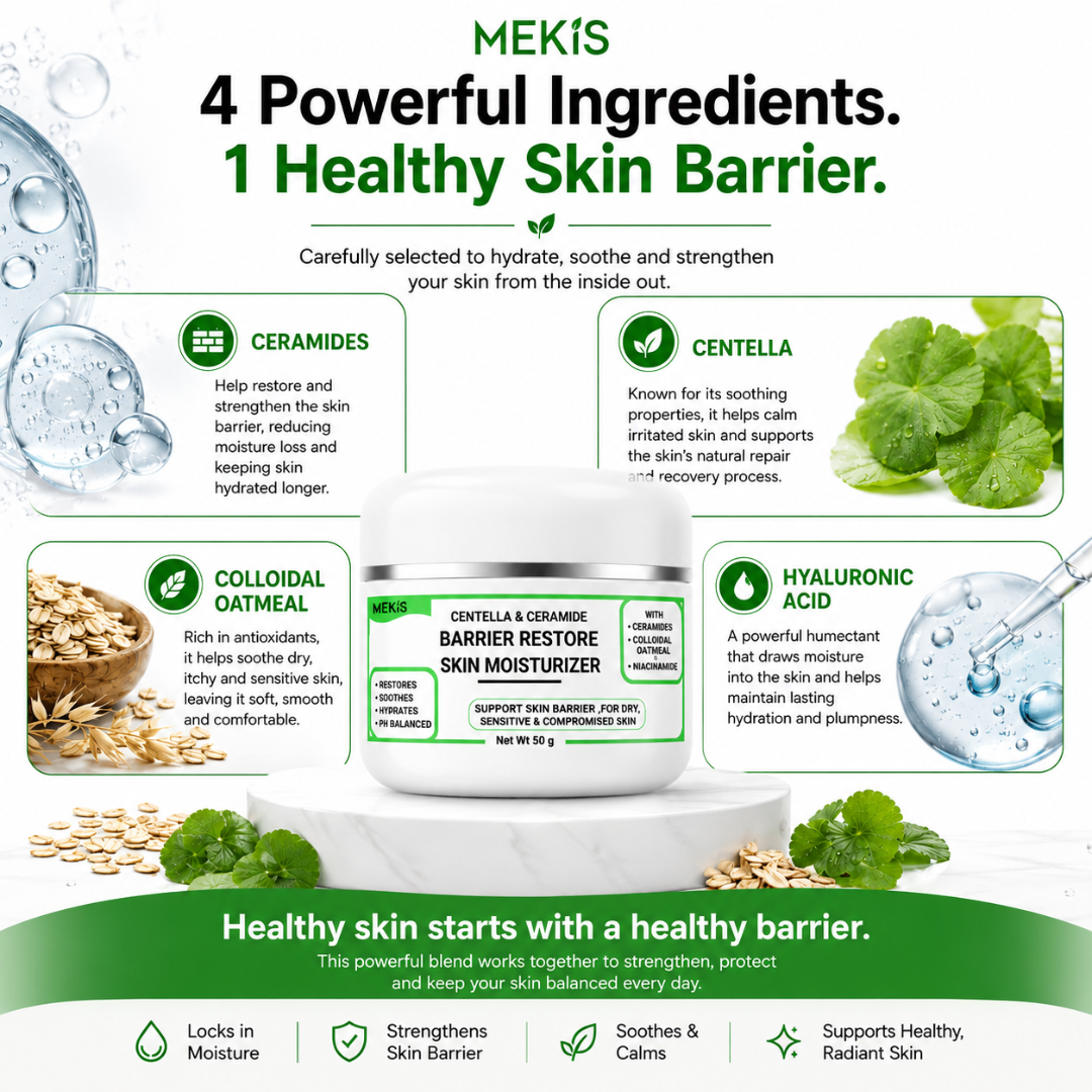 Mekis Centella Ceramide Barrier Restore Cream -For dry, tight, irritated, flaky, or sensitive