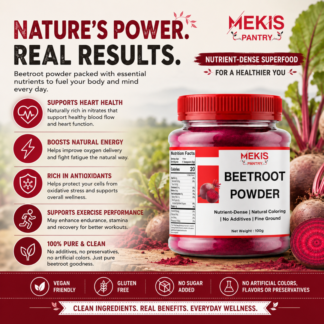 Mekis Pantry Beetroot Powder - Supports healthy blood flow and heart health