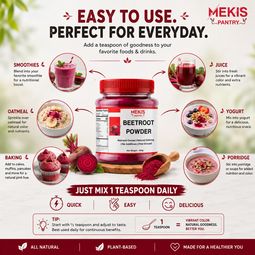 Mekis Pantry Beetroot Powder - Supports healthy blood flow and heart health