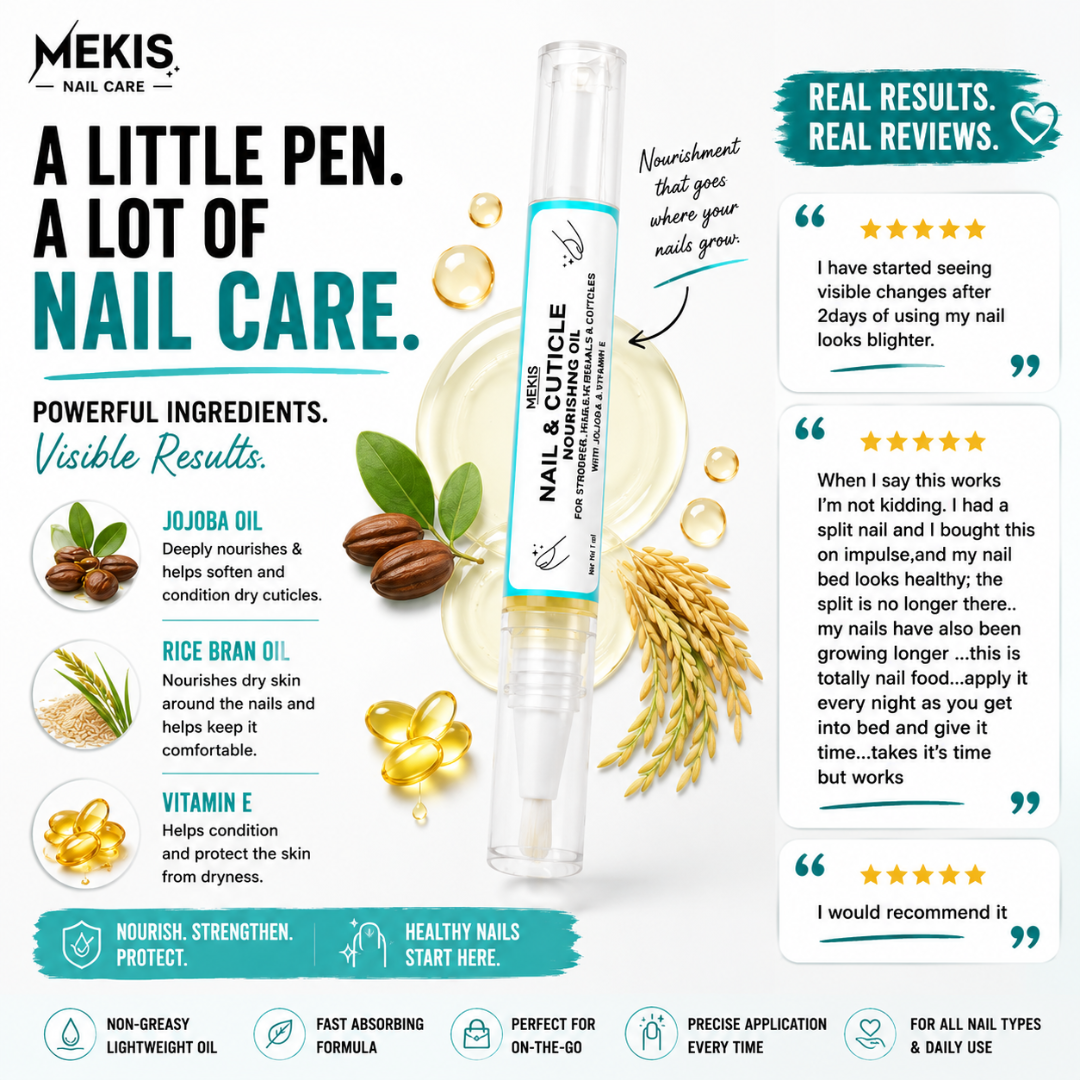 Mekis Nail & Cuticle Nourishing Oil Pen - Helps restore strength, softness, and a naturally healthy shine.