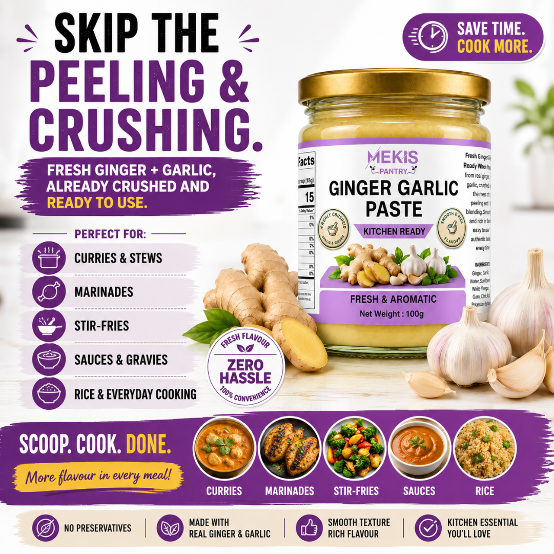 Mekis Pantry Ginger Garlic Paste + Beetroot Powder Bundle  - Kitchen ready,Skip the peeling, chopping and blending