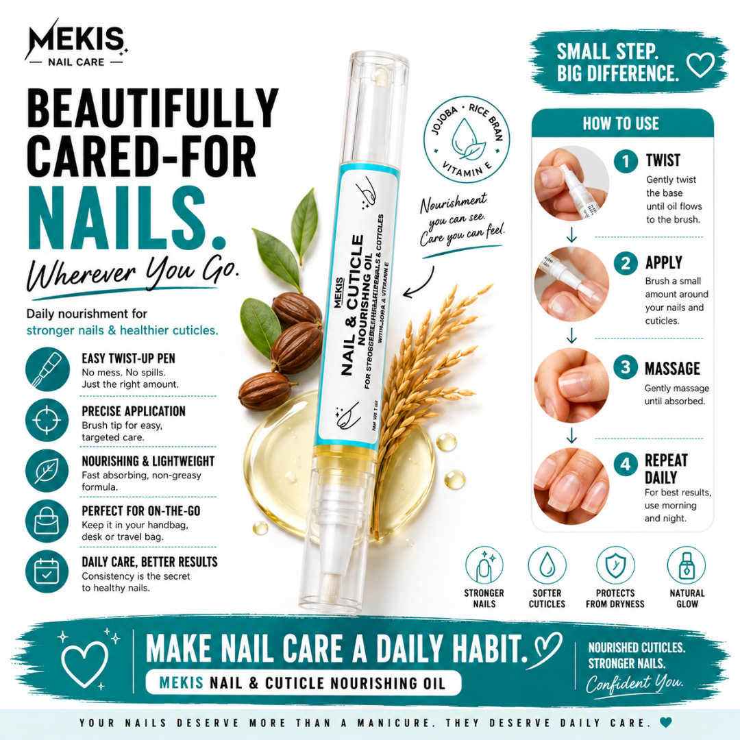 Mekis Nail & Cuticle Nourishing Oil Pen - Helps restore strength, softness, and a naturally healthy shine.