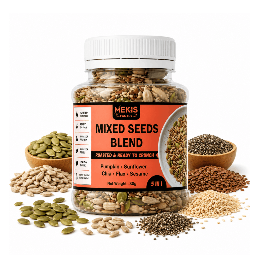 Mekis Pantry 5 in 1 Mixed Seeds Blend - Lightly roasted and lightly sea salted for great taste