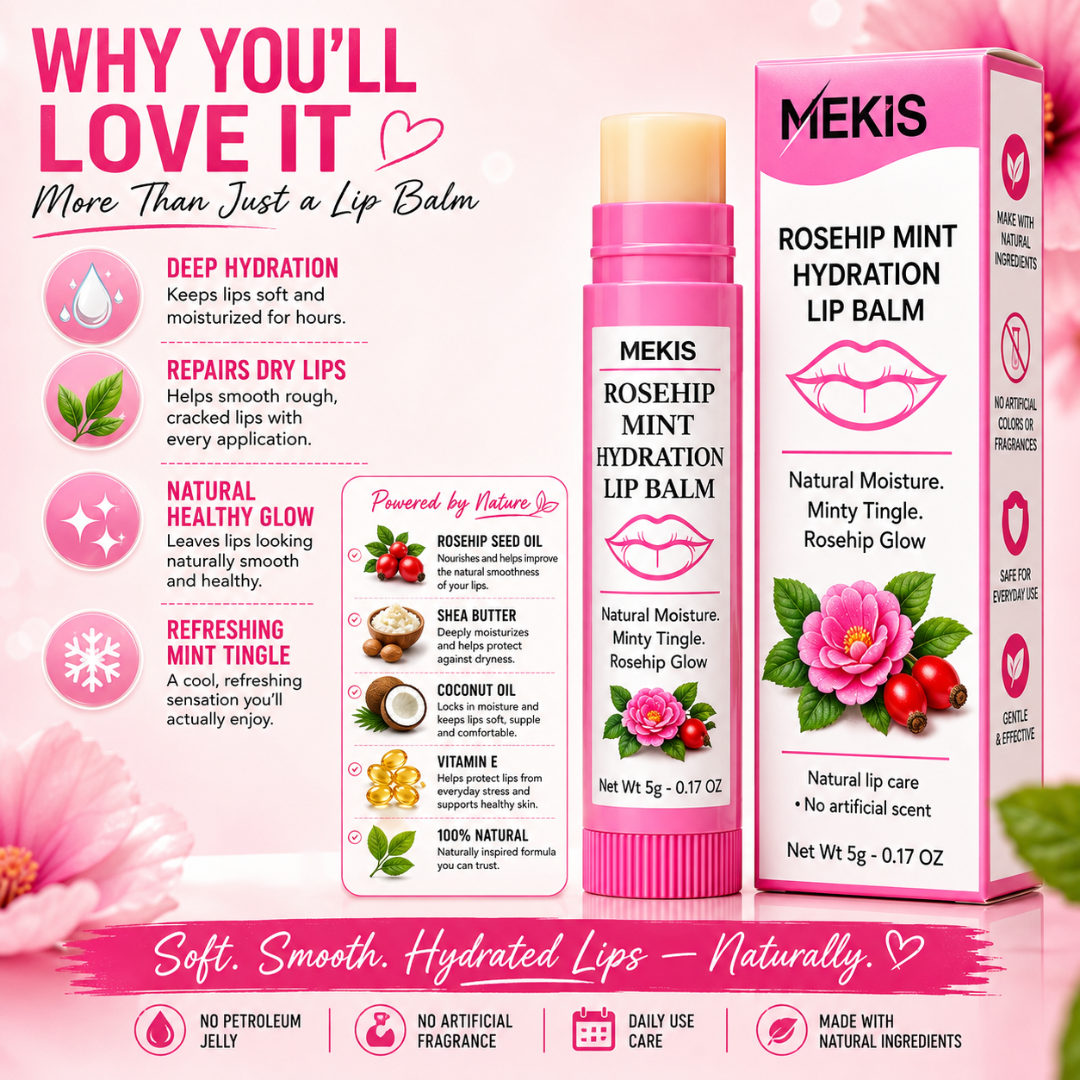 Mekis Rosehip Mint Hydration Lip Balm -  Natural Moisture. Minty Tingle. Rosehip Glow. view 4